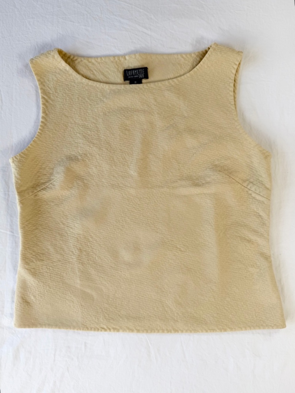 Lafayette 148 New York Pale Yellow Textured Sleeveless Top